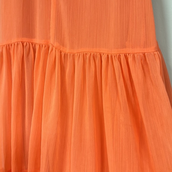 Bleecker 126 Ruffled High Neck Tiered Swing Dress, Medium  orange/salmon - Picture 8 of 11